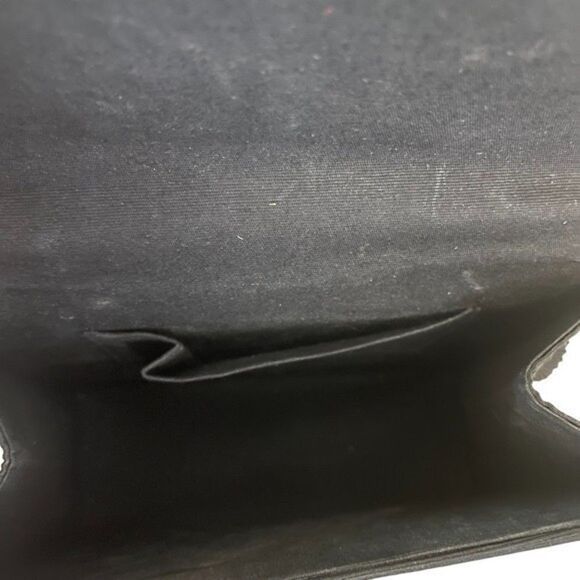 Women Evening Bag Black Gold Finish Design and Rope Straps Inside Flap Pocket - Picture 7 of 16